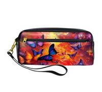 VAPOKF Astuccio portapenne in pelle PU, astuccio per cancelleria per studenti, per ragazzi, ragazze, forniture scolastiche e ufficio, motivo: farfalle danzanti