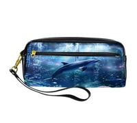 VAPOKF Astuccio portapenne in poliuretano, astuccio per cancelleria per studenti, con cerniera, per ragazzi e ragazze, forniture per scuola e ufficio - Dream Dolphin, Multi, 20.5x5x8.5cm/8.1x2x3.3in,