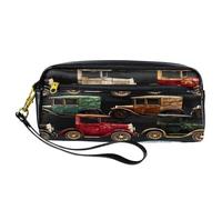 VAPOKF Astuccio portapenne in poliuretano, astuccio per cancelleria per studenti, con cerniera, per ragazzi e ragazze, forniture per scuola e ufficio, motivo: auto classiche vintage, Multi,