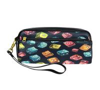 VAPOKF Astuccio portapenne in poliuretano con cerniera, per ragazzi e ragazze, per scuola e ufficio, con dadi colorati, Multi, 20.5x5x8.5cm/8.1x2x3.3in, Organizer per borse