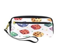 VAPOKF Astuccio portapenne in poliuretano con cerniera, per ragazzi e ragazze, per scuola e ufficio, dadi irregolari, Multi, 20.5x5x8.5cm/8.1x2x3.3in, Organizer per borse