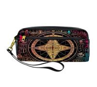 VAPOKF Astuccio portapenne in poliuretano con cerniera, per ragazzi e ragazze, per scuola e ufficio, motivo: Bill Cipher Wheel Zodiac, Multi, 20.5x5x8.5cm/8.1x2x3.3in, Organizer per borse