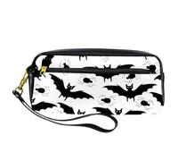 VAPOKF Astuccio portapenne in poliuretano con cerniera, per ragazzi e ragazze, per scuola e ufficio, motivo: pipistrelli e ragni di Halloween, Multi, 20.5x5x8.5cm/8.1x2x3.3in, Organizer per borse