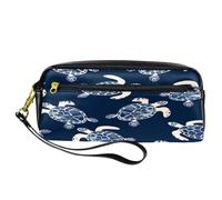 VAPOKF Astuccio portapenne in poliuretano con cerniera, per ragazzi e ragazze, per scuola e ufficio, tartaruga marina su sfondo blu, Multi, 20.5x5x8.5cm/8.1x2x3.3in, Organizer per borse