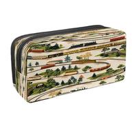 VAPOKF Astuccio portapenne per studenti, astuccio con cerniera, per ragazzi e ragazze, materiale scolastico e ufficio, treni sulla ferrovia di campagna, Multi, 2.3x8.2x3.9in/6x21x10cm, Astuccio