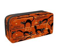 VAPOKF Astuccio portapenne per studenti, astuccio con cerniera, per ragazzi e ragazze, materiale scolastico e ufficio, fantasmi e pipistrelli di Halloween, Ragnatela di Halloween gatto nero,