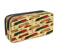 VAPOKF Astuccio portapenne per studenti, astuccio con cerniera, per ragazzi e ragazze, materiale scolastico e ufficio, treno sulla strada, Multi, 2.3x8.2x3.9in/6x21x10cm, Astuccio