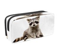 VAPOKF Astuccio portapenne per studenti, astuccio con cerniera, per ragazzi e ragazze, materiale scolastico e ufficio, canguro australiano e ombra, Raccoon si siede su sfondo bianco,