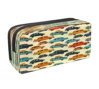 VAPOKF Astuccio portapenne per studenti, astuccio con cerniera, per ragazzi e ragazze, materiale scolastico e ufficio, auto colorate e taxi, Multi, 2.3x8.2x3.9in/6x21x10cm, Astuccio