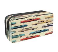 VAPOKF Astuccio portapenne per studenti, astuccio con cerniera, per ragazzi e ragazze, materiale scolastico e ufficio, file di auto vintage, Multi, 2.3x8.2x3.9in/6x21x10cm, Astuccio