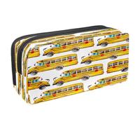 VAPOKF Astuccio portapenne per studenti, astuccio con cerniera, per ragazzi e ragazze, materiale scolastico e ufficio, autobus rosso a due piani, Scuolabus Giallo, 2.3x8.2x3.9in/6x21x10cm, Astuccio