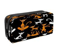 VAPOKF Astuccio portapenne per studenti, astuccio con cerniera, per ragazzi e ragazze, materiale scolastico e ufficio, canguro australiano e ombra, Gatti divertenti rossi e bianchi,