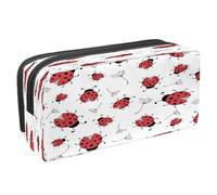 VAPOKF Astuccio portapenne per studenti, astuccio con cerniera, per ragazzi e ragazze, materiale scolastico e ufficio, canguro australiano e ombra, Coccinelle coccinelle su sfondo bianco,