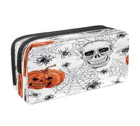 VAPOKF Astuccio portapenne per studenti, astuccio con cerniera, per ragazzi e ragazze, materiale scolastico e ufficio, fantasmi e pipistrelli di Halloween, Halloween Jack Skull Spider e Web,