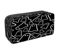 VAPOKF Astuccio portapenne per studenti, astuccio con cerniera, per ragazzi e ragazze, materiale scolastico e ufficio, fantasmi e pipistrelli di Halloween, Fantasma di Halloween su nero,