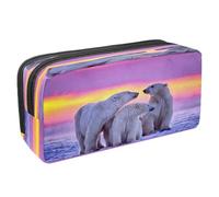 VAPOKF Astuccio portapenne per studenti, astuccio con cerniera, per ragazzi e ragazze, materiale scolastico e ufficio, canguro australiano e ombra, Famiglia Orso Polare al Tramonto, 2.3x8.2x3.9in