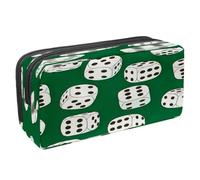 VAPOKF Astuccio portapenne per studenti, astuccio per cancelleria con cerniera, per ragazzi e ragazze, forniture per la scuola e l'ufficio, carte da gioco sparse Ace, Dadi a sei lati su verde