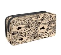 VAPOKF Astuccio portapenne per studenti, astuccio per cancelleria con cerniera, per ragazzi e ragazze, forniture per la scuola e l'ufficio, carte da gioco sparse Ace, Vintage Rose Crown Bills Poker