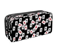 VAPOKF Astuccio portapenne per studenti, astuccio per cancelleria con cerniera, per ragazzi e ragazze, forniture per la scuola e l'ufficio, carte da gioco sparse Ace, Seamless Pattern carte da gioco