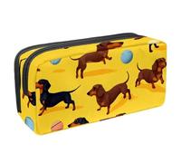 VAPOKF Astuccio portapenne per studenti, astuccio per cancelleria con cerniera, per ragazzi e ragazze, articoli per la scuola e l'ufficio, bassotto che gioca a baseball