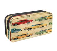 VAPOKF Astuccio portapenne per studenti, astuccio per cancelleria con cerniera, per ragazzi e ragazze, articoli per la scuola e l'ufficio, auto vintage, Multi, 2.3x8.2x3.9in/6x21x10cm, Astuccio