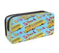 VAPOKF Astuccio portapenne per studenti, astuccio per cancelleria con cerniera, per ragazzi e ragazze, articoli per la scuola e l'ufficio, stile vintage retrò, Scuolabus Giallo,