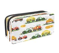 VAPOKF Astuccio portapenne per studenti, astuccio per cancelleria con cerniera, per ragazzi e ragazze, materiale scolastico e ufficio, elica e quadrante con aereo grunge, Farm Pumpkins Trattori,