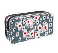 VAPOKF Astuccio portapenne per studenti, astuccio per cancelleria con cerniera, per ragazzi e ragazze, forniture per la scuola e l'ufficio, carte da gioco sparse Ace, Seamless Pattern Poker Cards