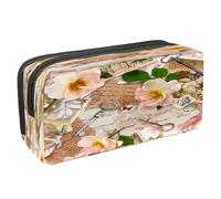 VAPOKF Astuccio portapenne per studenti, astuccio per cancelleria con cerniera, per ragazzi e ragazze, forniture per la scuola e l'ufficio, acquerello stella marina e conchiglia, Vintage Notes Piuma