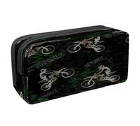 VAPOKF Astuccio portapenne per studenti, astuccio per cancelleria con cerniera, per ragazzi e ragazze, materiale scolastico e ufficio, elica e quadrante con aereo grunge, Ragazzo Motocross Grunge,