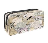 VAPOKF Astuccio portapenne per studenti, astuccio per cancelleria con cerniera, per ragazzi e ragazze, forniture per la scuola e l'ufficio, acquerello stella marina e conchiglia, Frammenti di giornale