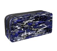 VAPOKF Astuccio portapenne per studenti, astuccio per cancelleria con cerniera, per ragazzi e ragazze, materiale scolastico e ufficio, elica e quadrante con aereo grunge, Grunge Bule Speed Racing Car,