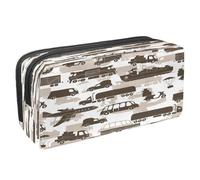 VAPOKF Astuccio portapenne per studenti, astuccio per cancelleria con cerniera, per ragazzi e ragazze, materiale scolastico e ufficio, motivo auto vintage, Trasporto marittimo terrestre e aereo,