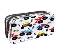 VAPOKF Astuccio portapenne per studenti, astuccio per cancelleria con cerniera, per ragazzi e ragazze, forniture per la scuola e l'ufficio, carte da gioco sparse Ace, Monster Truck Cartoon