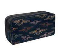 VAPOKF Astuccio portapenne per studenti, astuccio per cancelleria con cerniera, per ragazzi e ragazze, forniture per la scuola e l'ufficio, vecchie auto classiche e tricicli, Bombi colorati a righe su