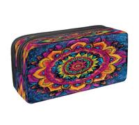 VAPOKF Astuccio portapenne per studenti, astuccio per cancelleria con cerniera, per ragazzi e ragazze, forniture per la scuola e l'ufficio, hippie henné mandala floreale, Multi, 2.3x8.2x3.9in
