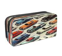 VAPOKF Astuccio portapenne per studenti, astuccio per cancelleria con cerniera, per ragazzi e ragazze, forniture per scuola e ufficio, auto vintage su strada, Multi, 2.3x8.2x3.9in/6x21x10cm, Astuccio