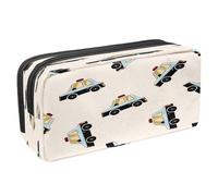 VAPOKF Astuccio portapenne per studenti, astuccio per cancelleria con cerniera, per ragazzi e ragazze, forniture per la scuola e l'ufficio, carte da gioco sparse Ace, Auto Taxi Cartoon, 2.3x8.2x3.9in