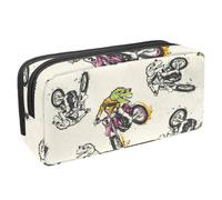 VAPOKF Astuccio portapenne per studenti, cancelleria per adolescenti, ragazzi e ragazze, forniture per ufficio scolastico, dinosauro che cavalca un motociclo, Multi, 2.3x8.2x3.9in/6x21x10cm, Organizer