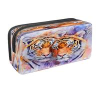 VAPOKF Astuccio portapenne per studenti, cancelleria per adolescenti, ragazzi e ragazze, forniture per scuola e ufficio, acquerello con due tigri