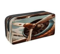 VAPOKF Astuccio portapenne per studenti, cancelleria per adolescenti, ragazzi e ragazze, forniture scolastiche e ufficio, elica vintage Air Fighter Jet