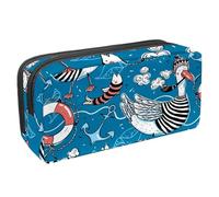 VAPOKF Astuccio portapenne per studenti, cancelleria per adolescenti, ragazzi e ragazze, forniture scolastiche per ufficio, motivo marinai nautici, pesci, ancora, Multi, 2.3x8.2x3.9in/6x21x10cm,