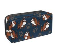 VAPOKF Astuccio portapenne per studenti, cancelleria per adolescenti, ragazzi e ragazze, forniture scolastiche per ufficio - Basset Hound Dog and Footprints, Multi, 2.3x8.2x3.9in/6x21x10cm, Organizer