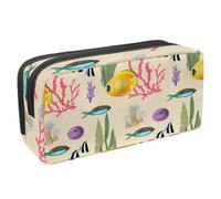 VAPOKF Astuccio portapenne per studenti, cancelleria per adolescenti, ragazzi e ragazze, forniture scolastiche per ufficio - Sea World Coralli Pesci Reef, Multi, 2.3x8.2x3.9in/6x21x10cm, Organizer per