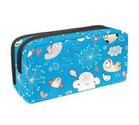 VAPOKF Astuccio portapenne per studenti, cancelleria per adolescenti, ragazzi e ragazze, forniture scolastiche e per ufficio, motivo cartoni animati con uccelli e nuvole e fiori, Multi,