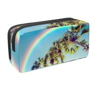 VAPOKF Astuccio portapenne per studenti, cancelleria per adolescenti, ragazzi e ragazze, forniture scolastiche per ufficio, palme, cielo blu e arcobaleno, Multi, 2.3x8.2x3.9in/6x21x10cm, Organizer per