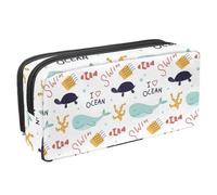 VAPOKF Astuccio portapenne per studenti, cancelleria per adolescenti, ragazzi e ragazze, forniture scolastiche per ufficio - Parole del mare delfino tartaruga marina pesce, Multi,