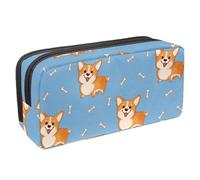 VAPOKF Astuccio portapenne per studenti, cancelleria per adolescenti, ragazzi e ragazze, forniture scolastiche per ufficio - cane Corgi gallese sorridente con ossa, Multi, 2.3x8.2x3.9in/6x21x10cm,