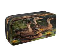 VAPOKF Astuccio portapenne per studenti, cancelleria per adolescenti, ragazzi e ragazze, forniture scolastiche e per ufficio, motivo: anatre indiane che nuotano sull'acqua