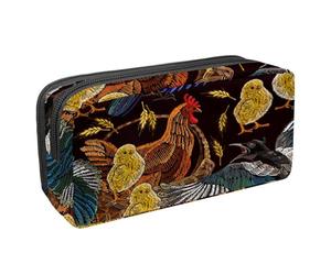 VAPOKF Astuccio portapenne per studenti, cancelleria per adolescenti, ragazzi e ragazze, forniture scolastiche e per ufficio, stampa con galline ricamate, gazze, uccello grano, Multi,